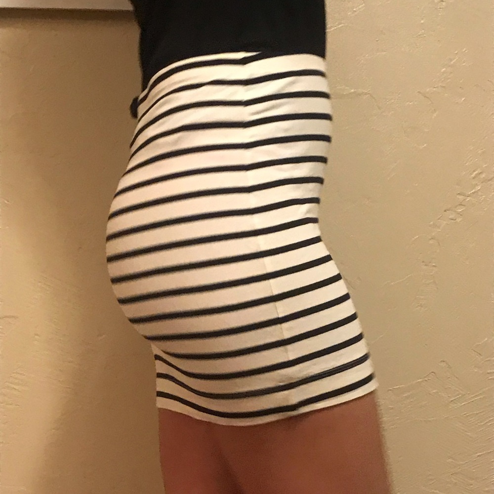 White and Black Stripe Skirt